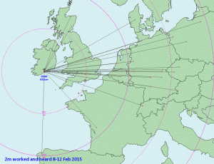 144MHz worked and heard, 8-12 Feb 2015
